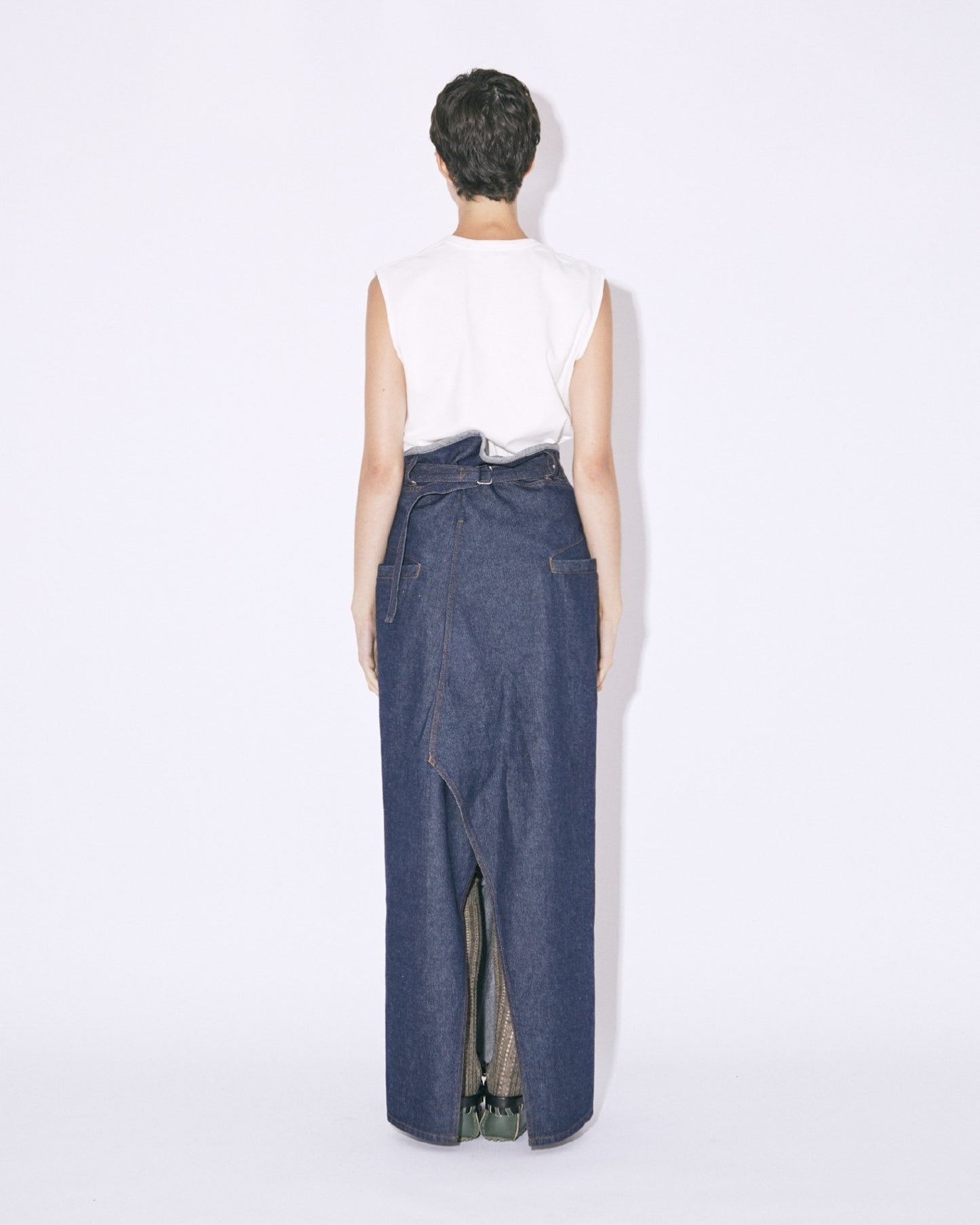 left hand twill pencil denim skirt