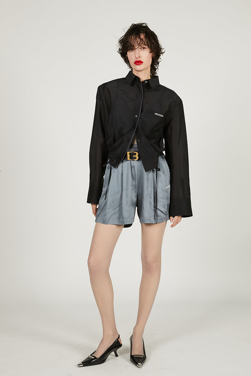 pintuck short shirt