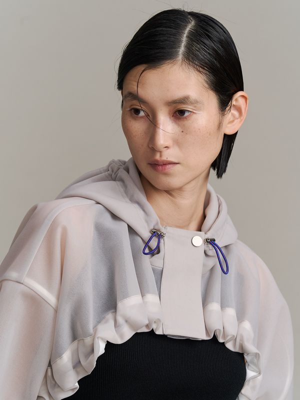 spongy sheer short blouson