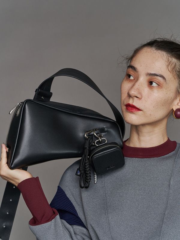 irregular triangle leather bag