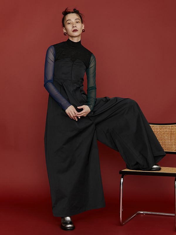 color block tulle top