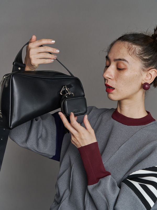 irregular triangle leather bag