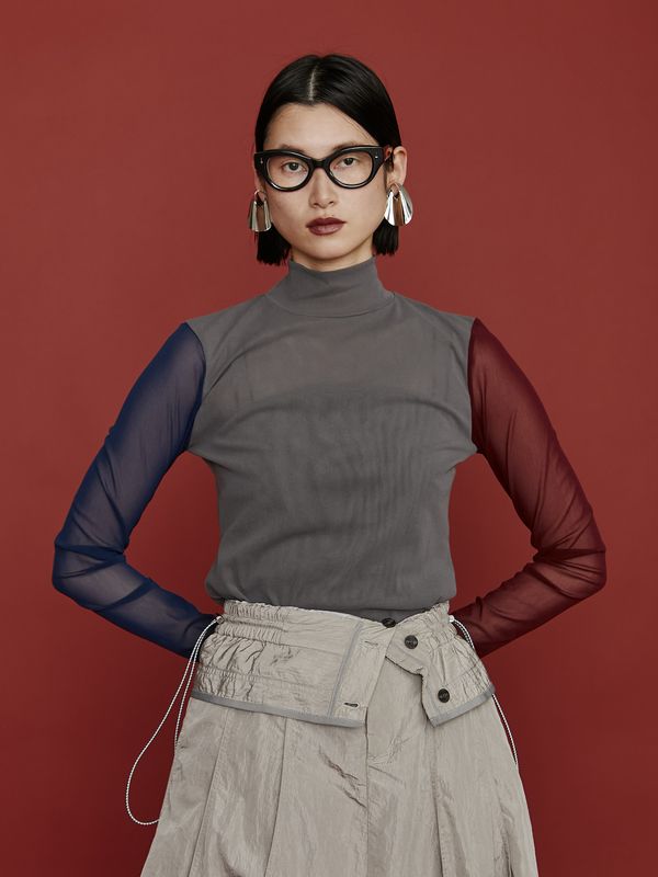 color block tulle top