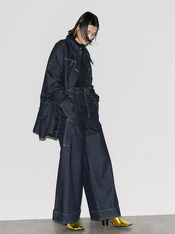 big detail wide denim pt