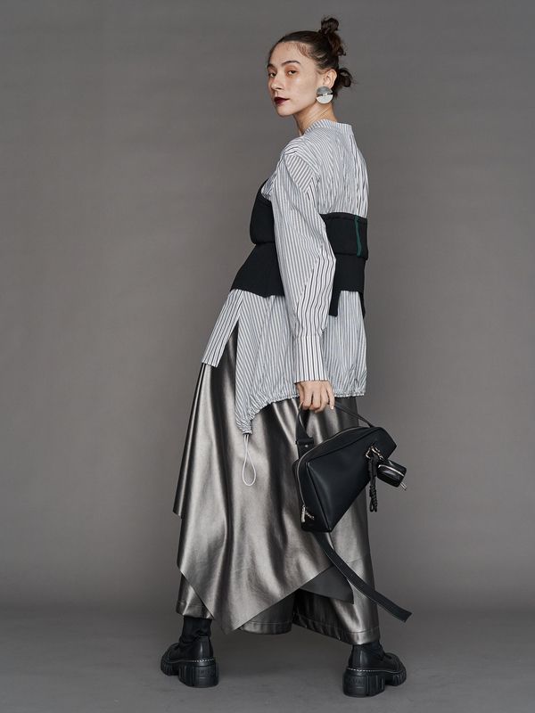 irregular triangle leather bag