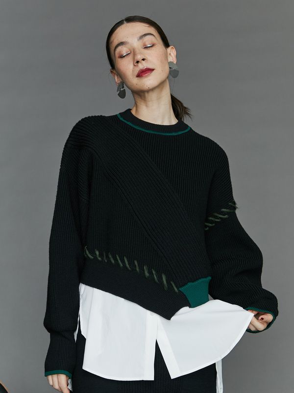point stitch short knit top