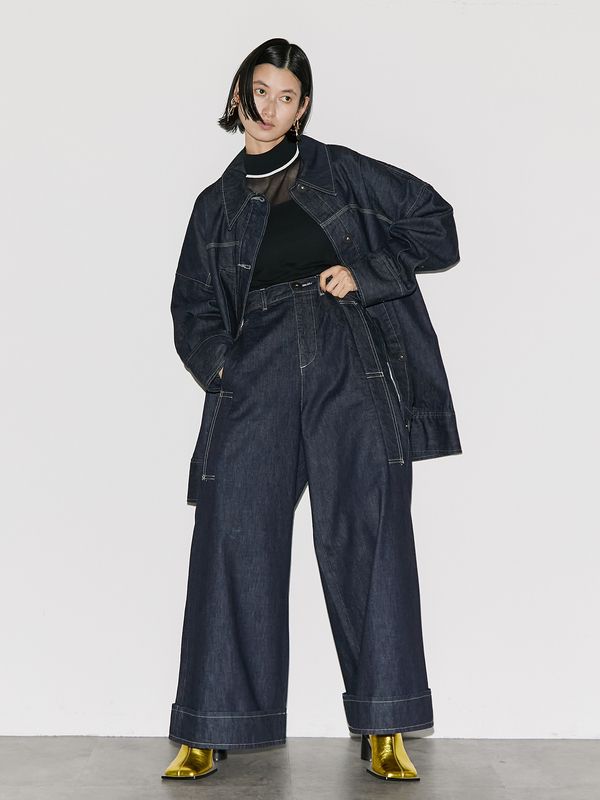 big detail wide denim pt