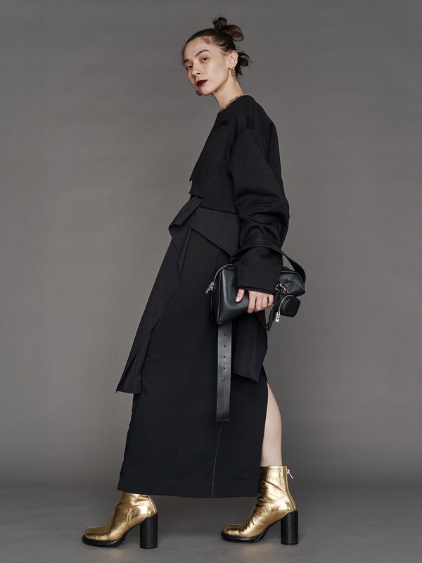 irregular triangle leather bag