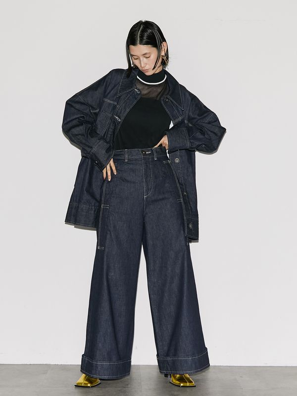 big detail wide denim pt