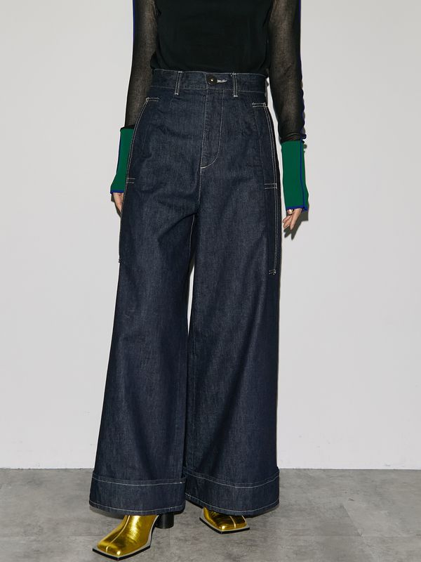 big detail wide denim pt