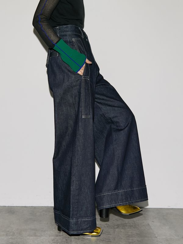 big detail wide denim pt