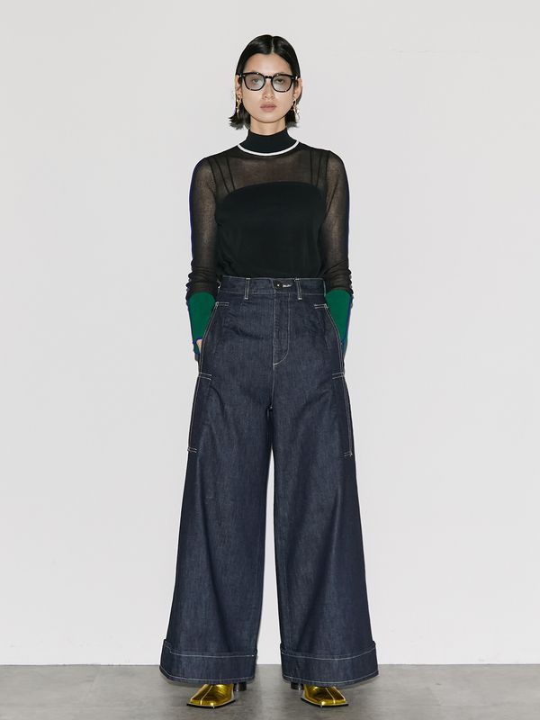 big detail wide denim pt