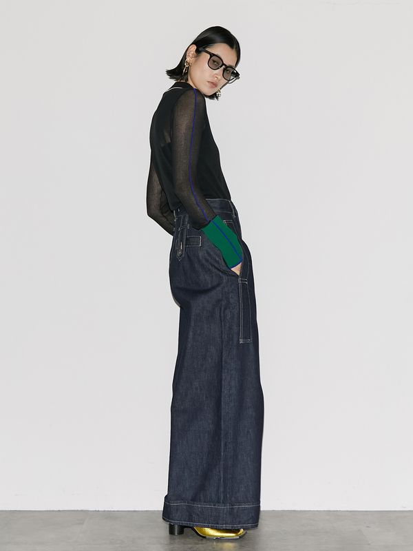 big detail wide denim pt