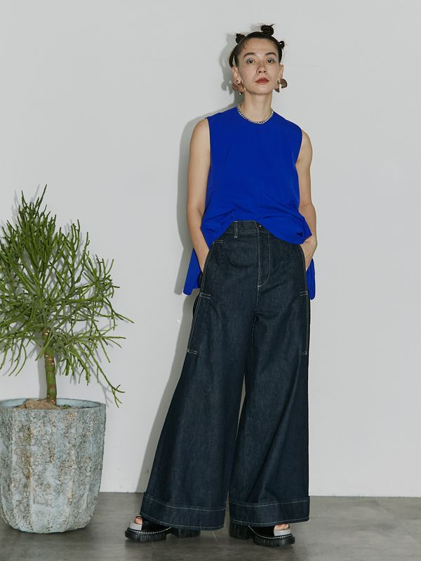big detail wide denim pt