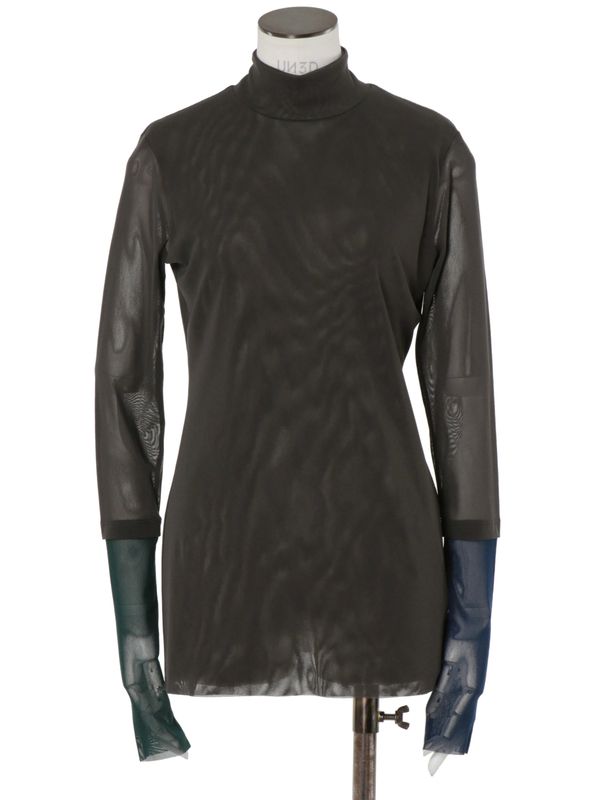 half bi-color sleeve tulle top