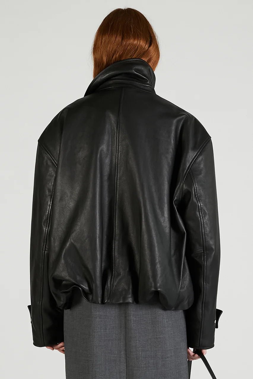 sheep leather high neck blouson