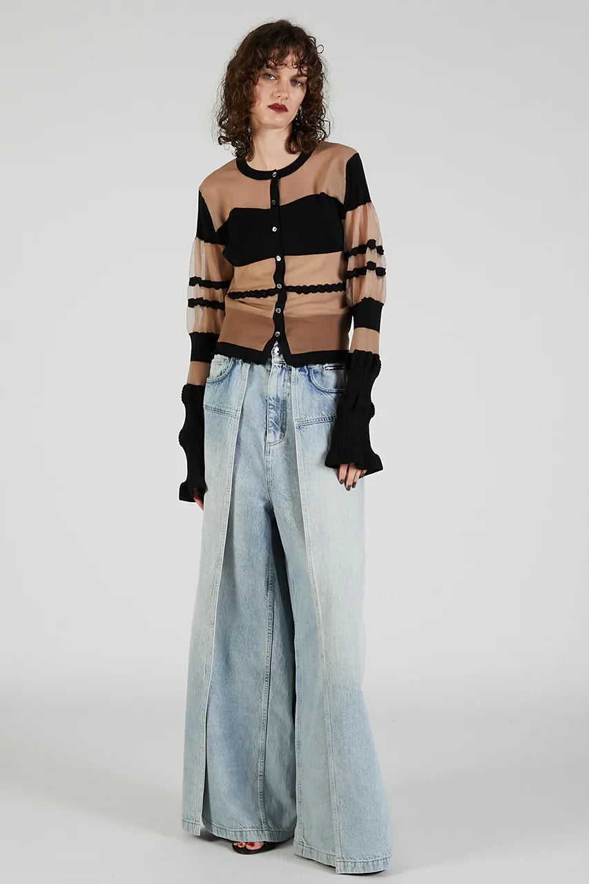contrast border knit top