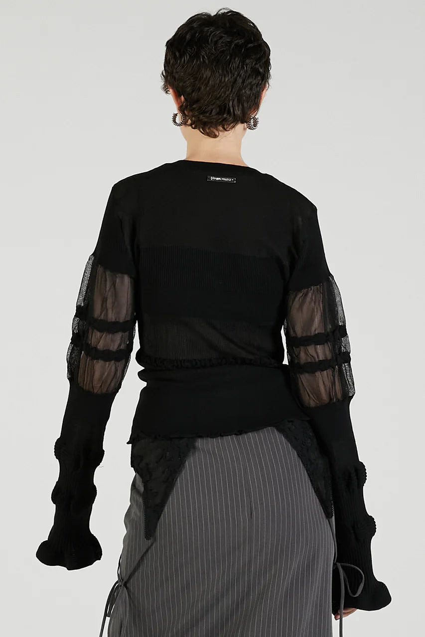 contrast border knit top