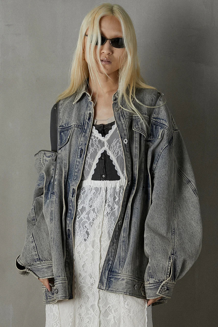 zip denim shirt blouson