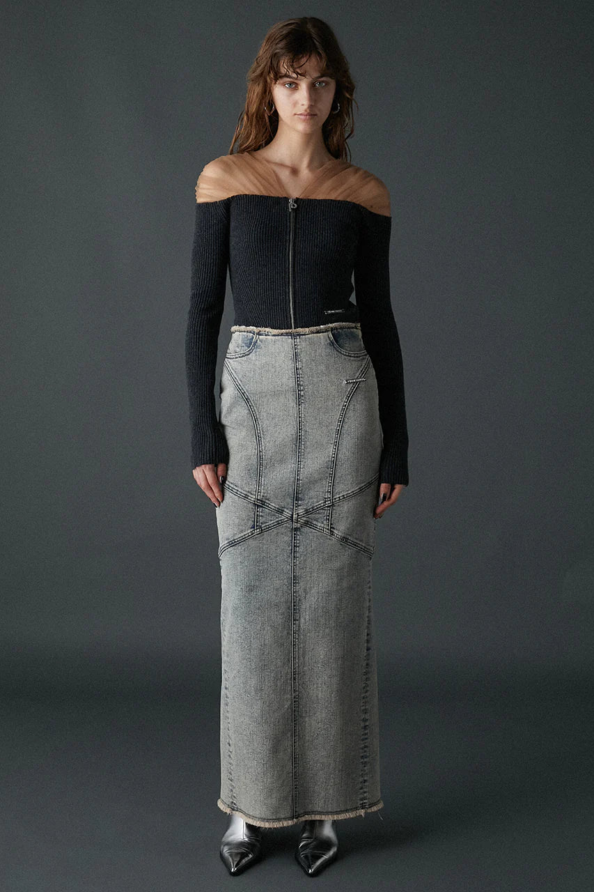 tulle trim knit bodysuit