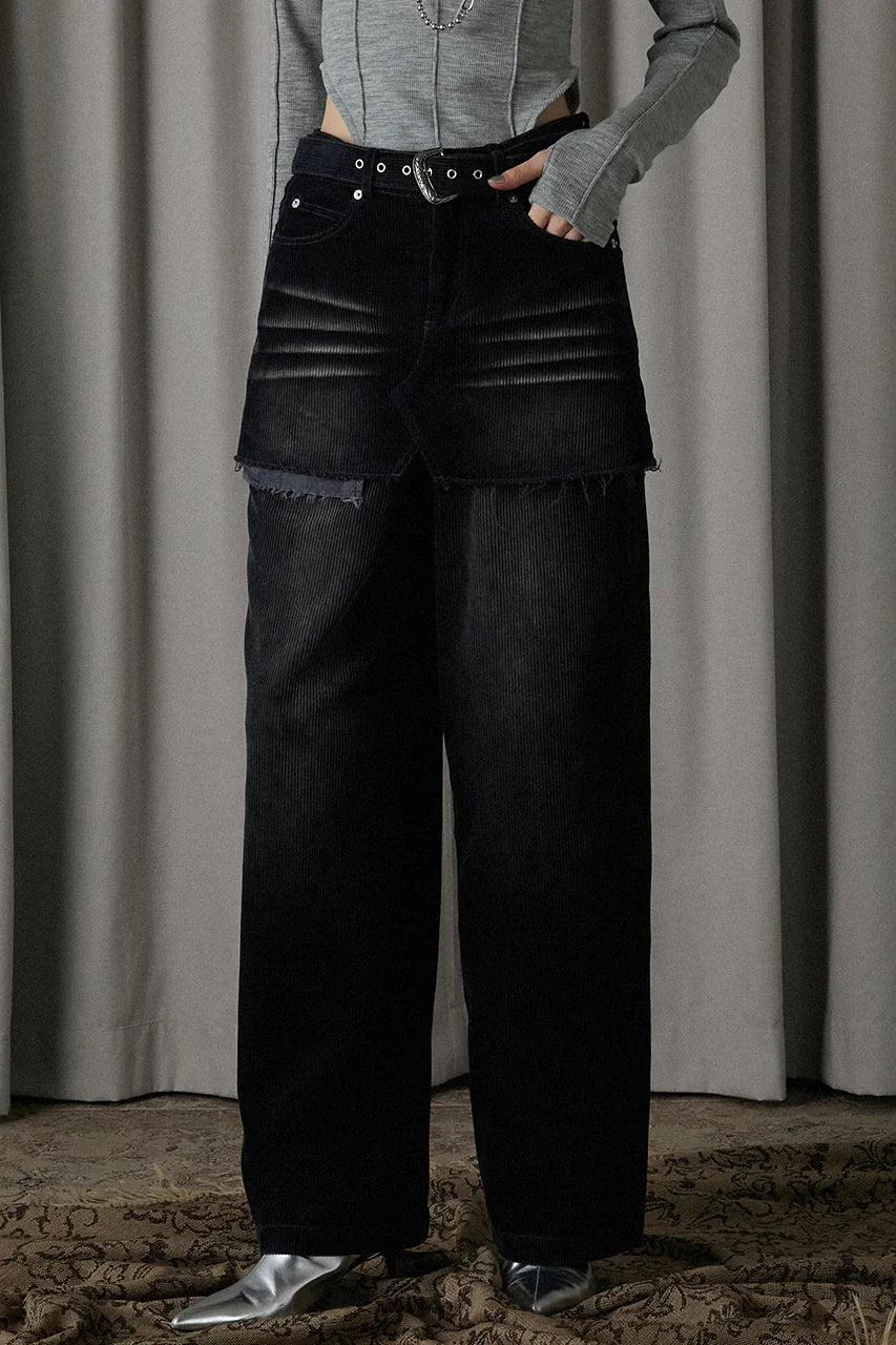corduroy layered pants