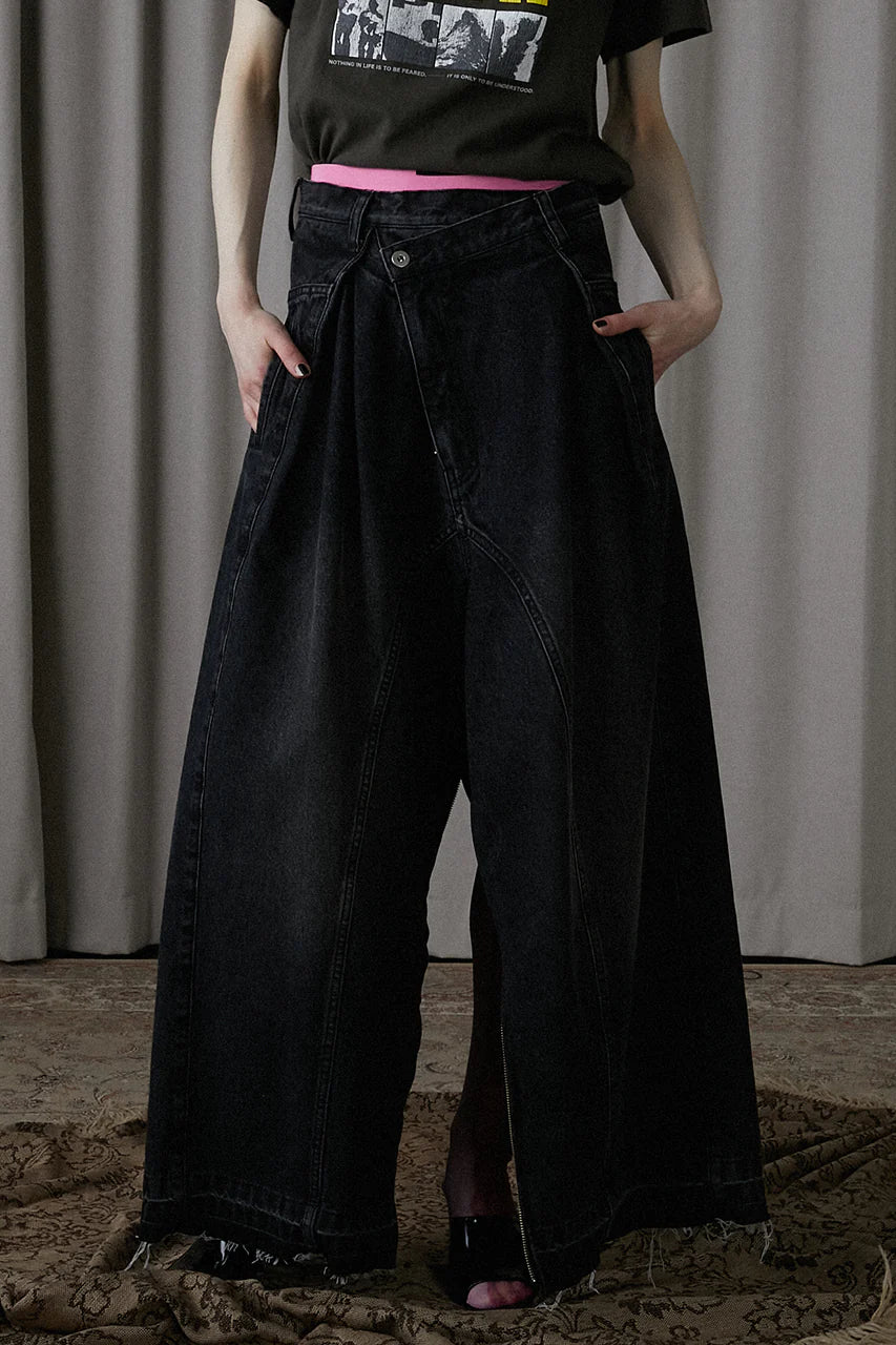 zip open denim pants