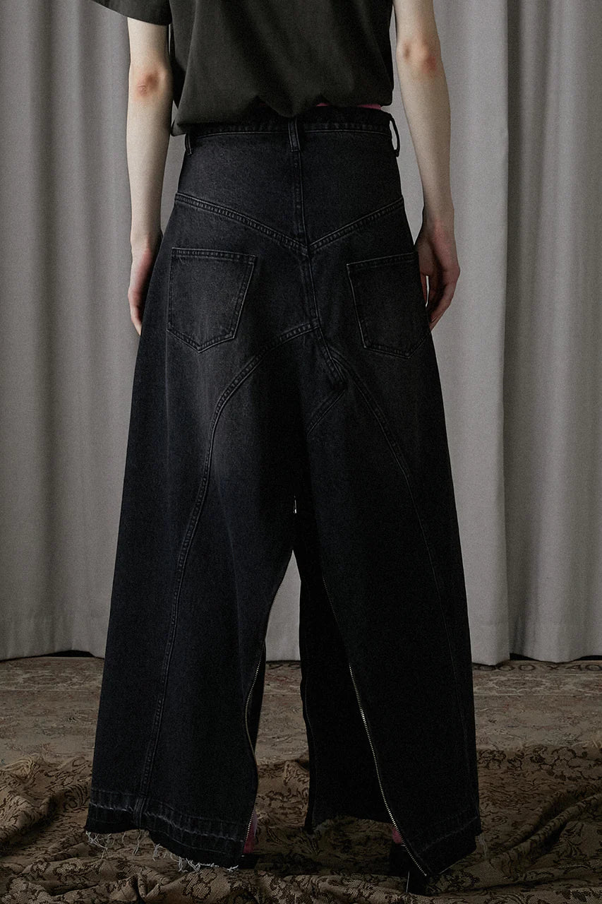 zip open denim pants