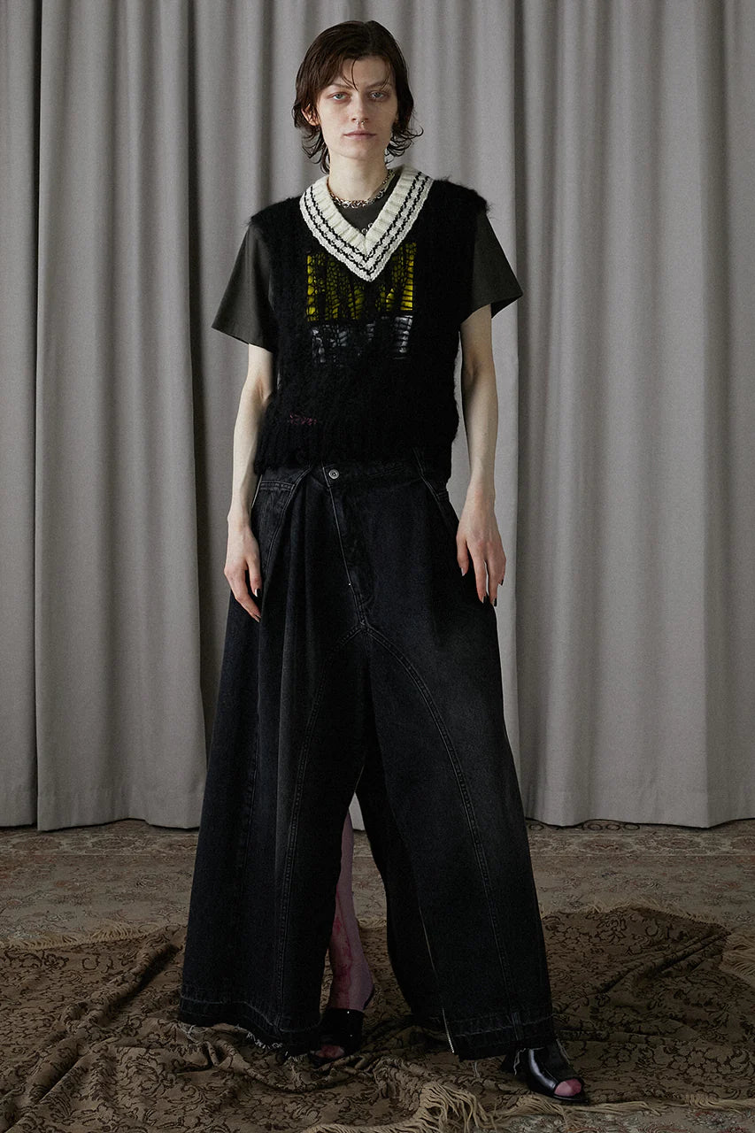 zip open denim pants