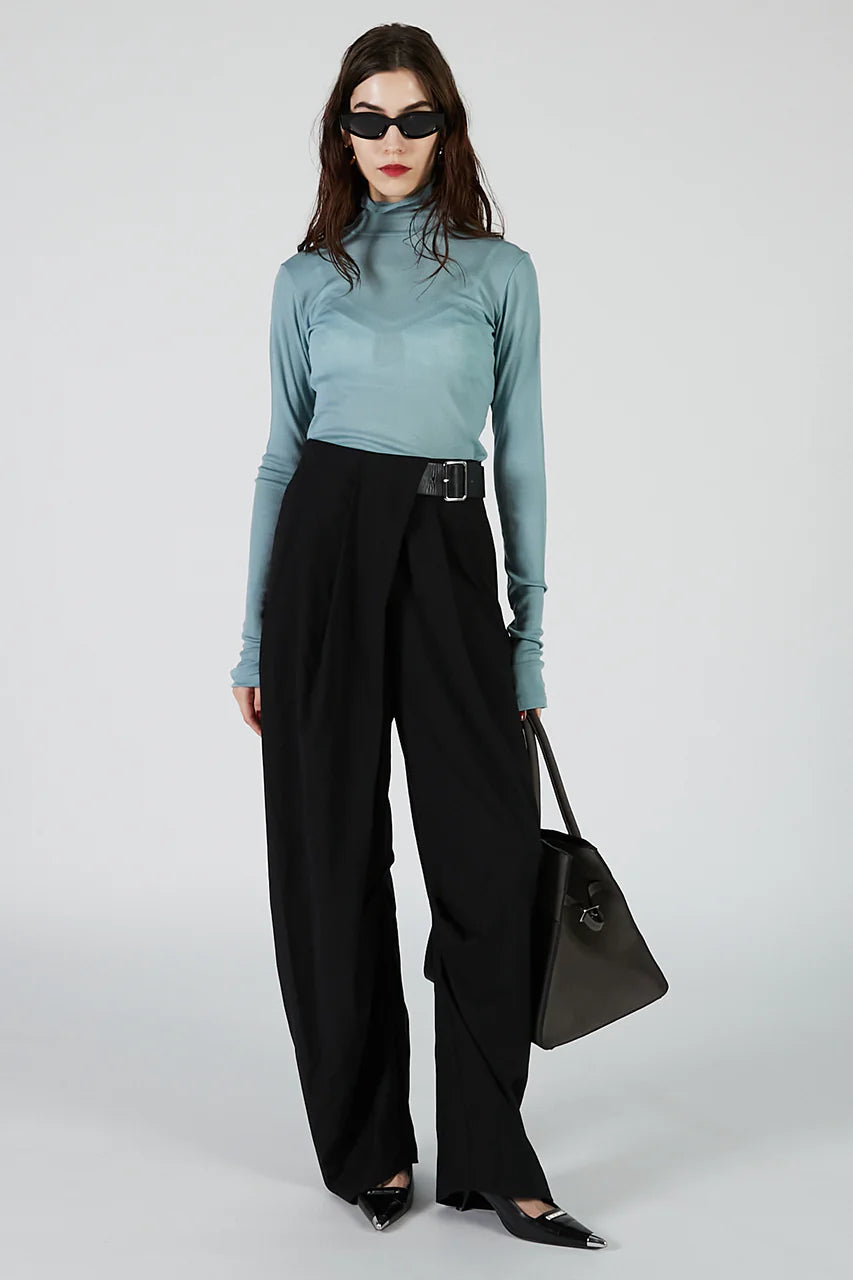 asymmetrical belt pants