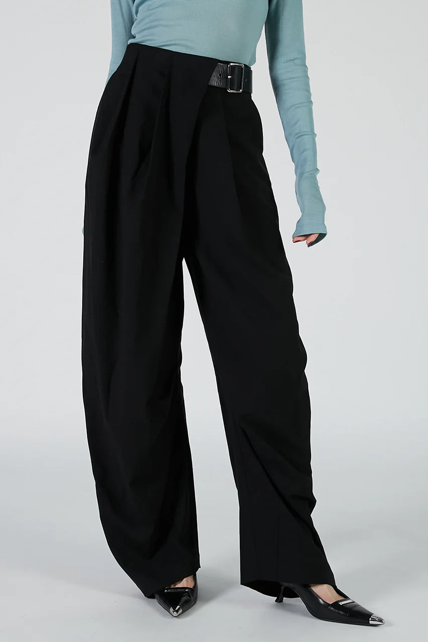 asymmetrical belt pants