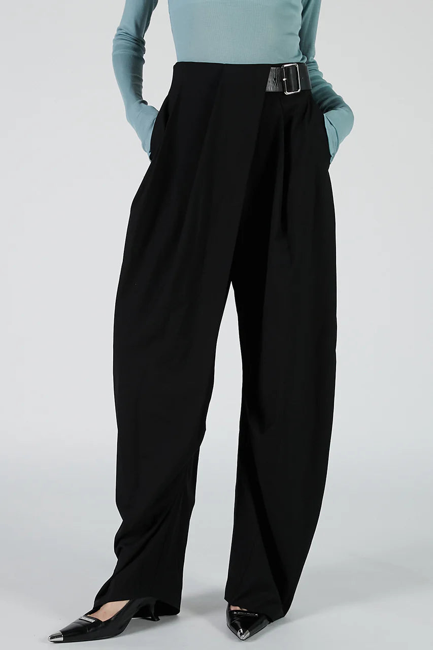 asymmetrical belt pants
