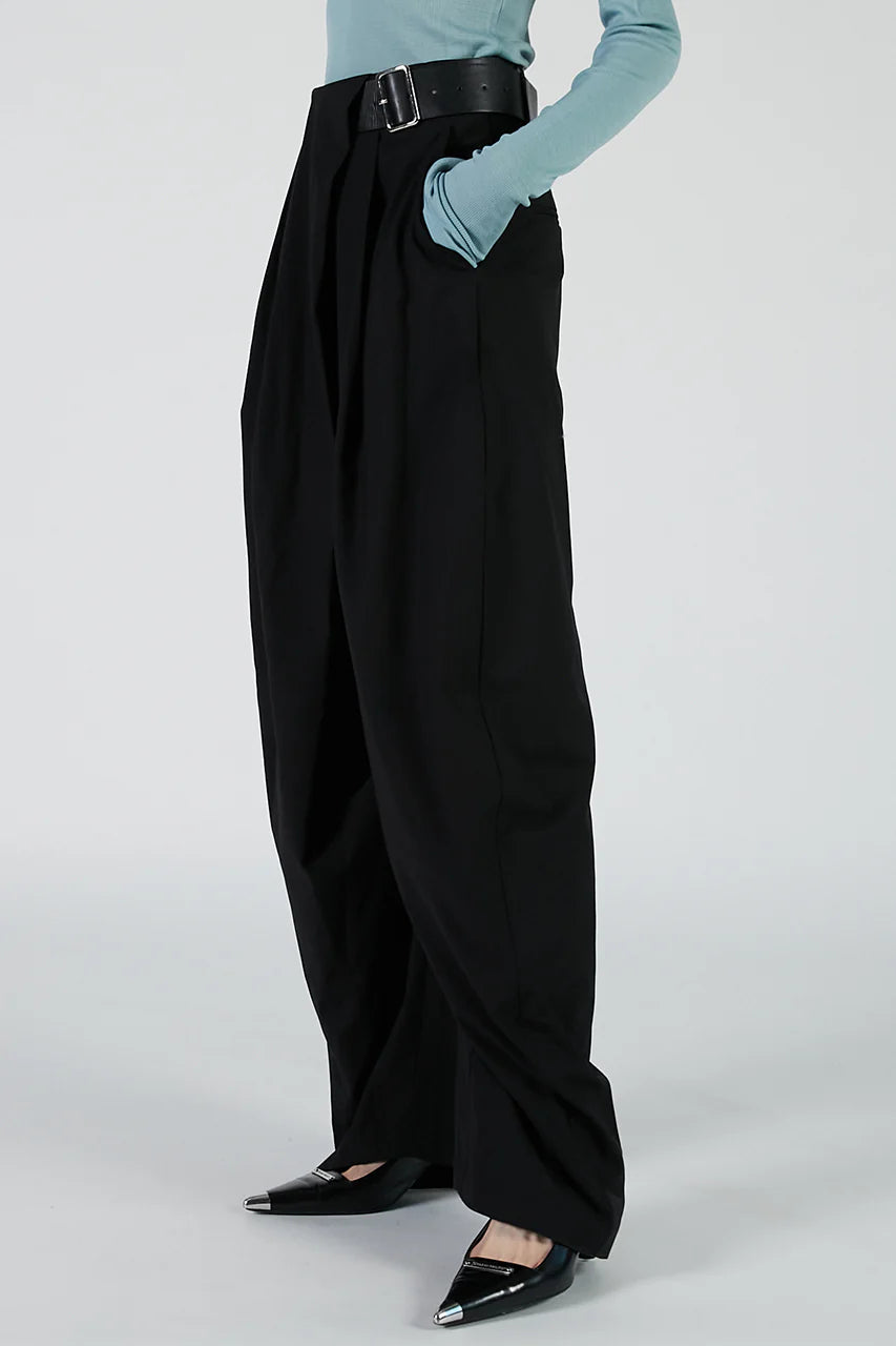 asymmetrical belt pants