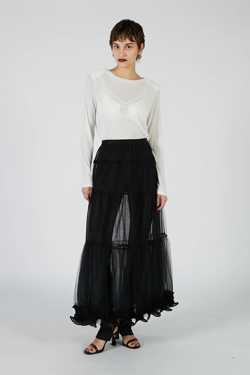 ruffle hem tulle skirt