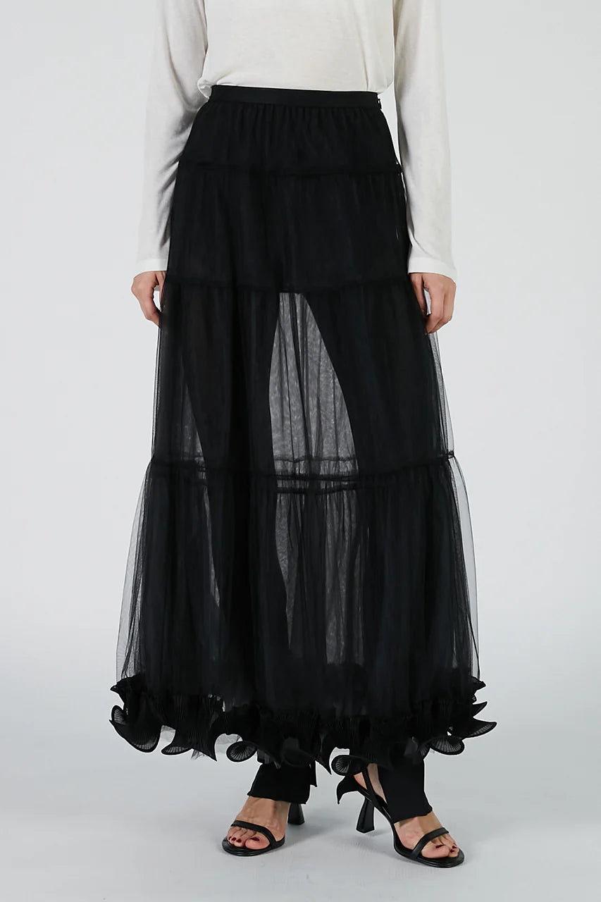 ruffle hem tulle skirt