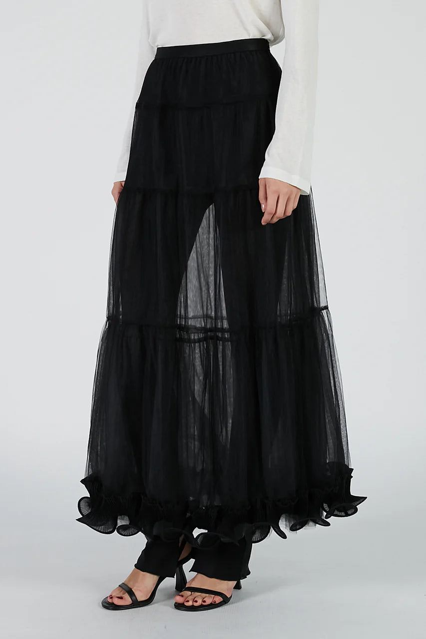 ruffle hem tulle skirt