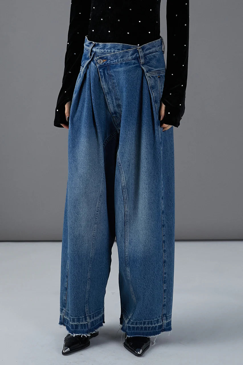 zip open denim pants
