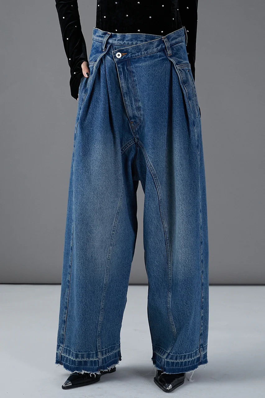 zip open denim pants