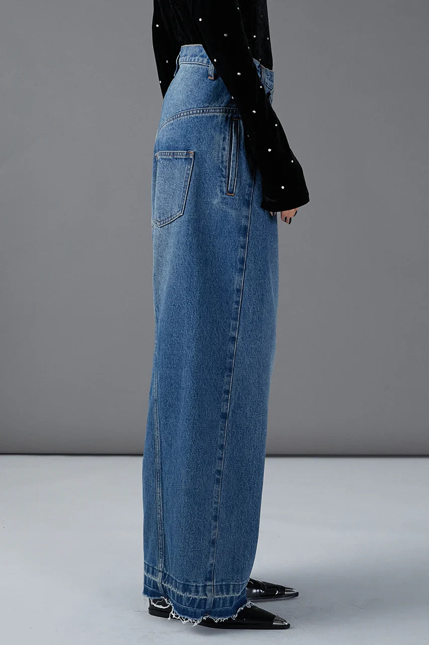 zip open denim pants