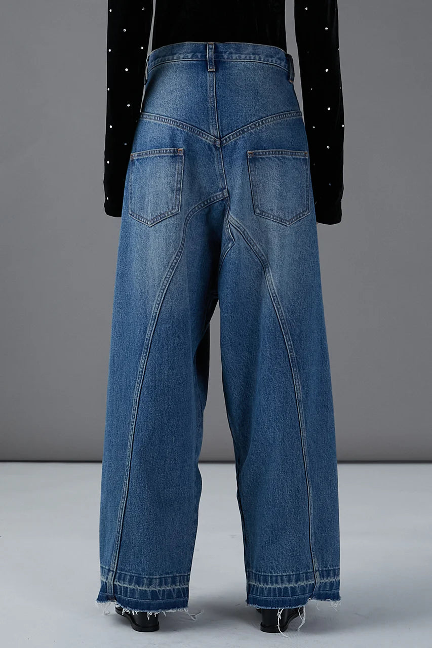 zip open denim pants