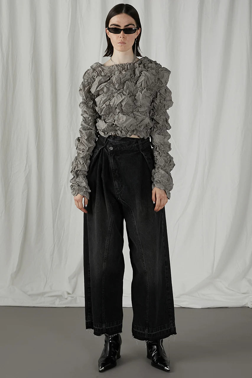 zip open denim pants