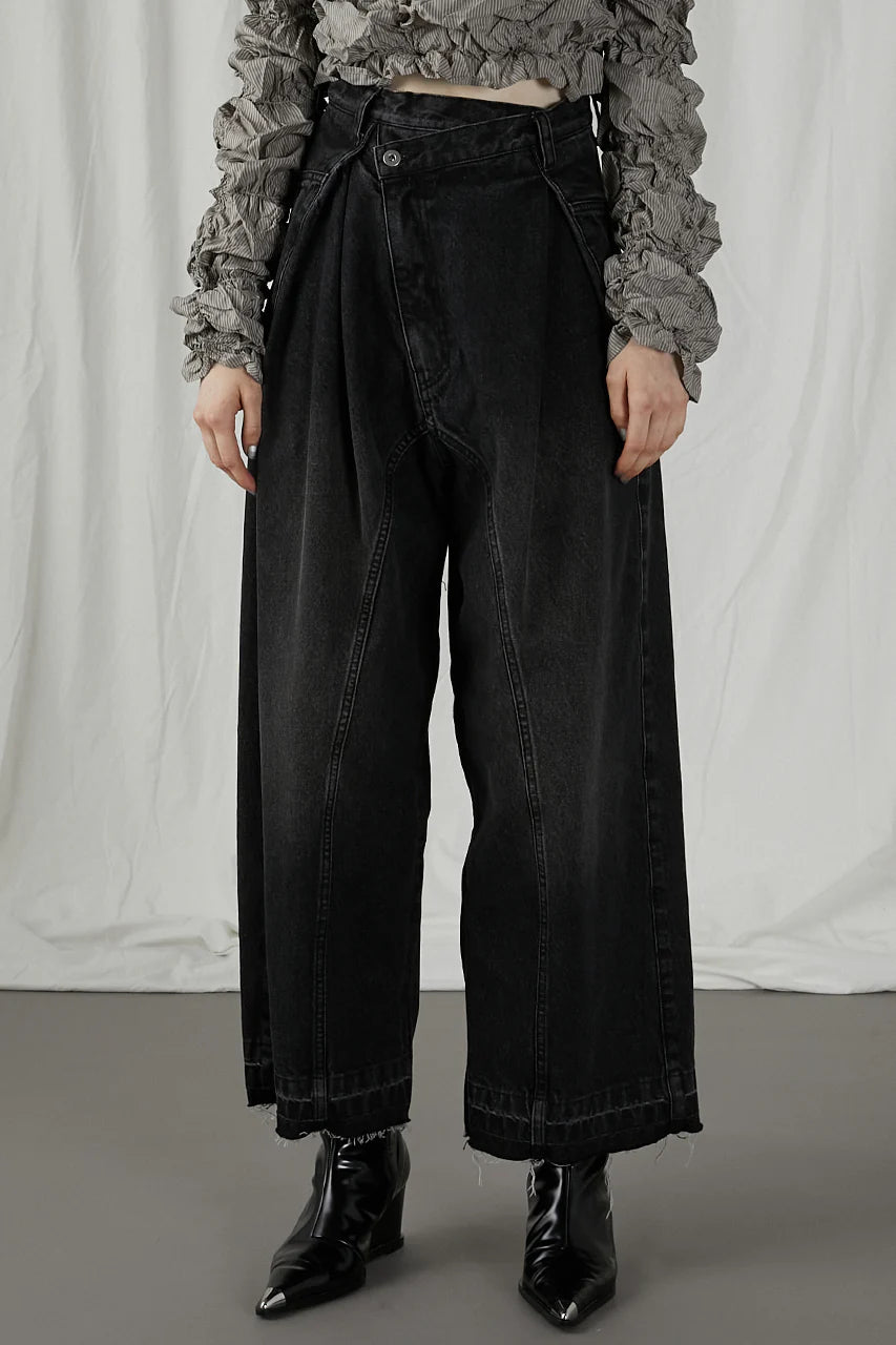 zip open denim pants