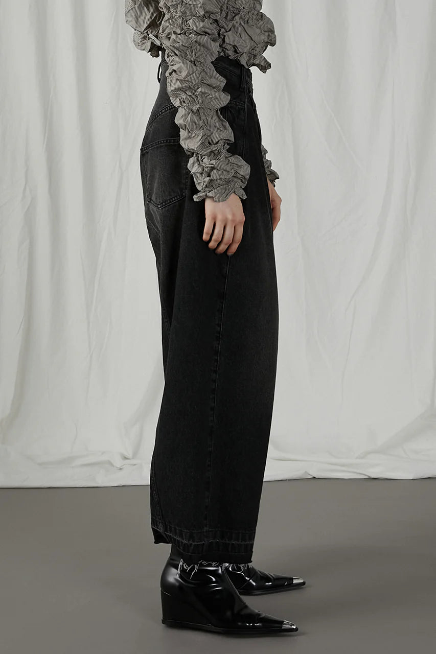 zip open denim pants