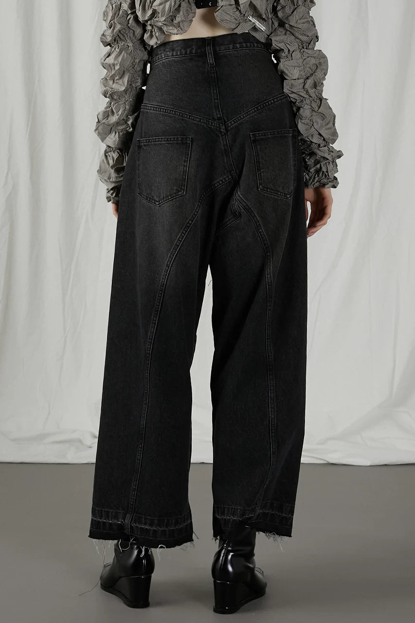 zip open denim pants
