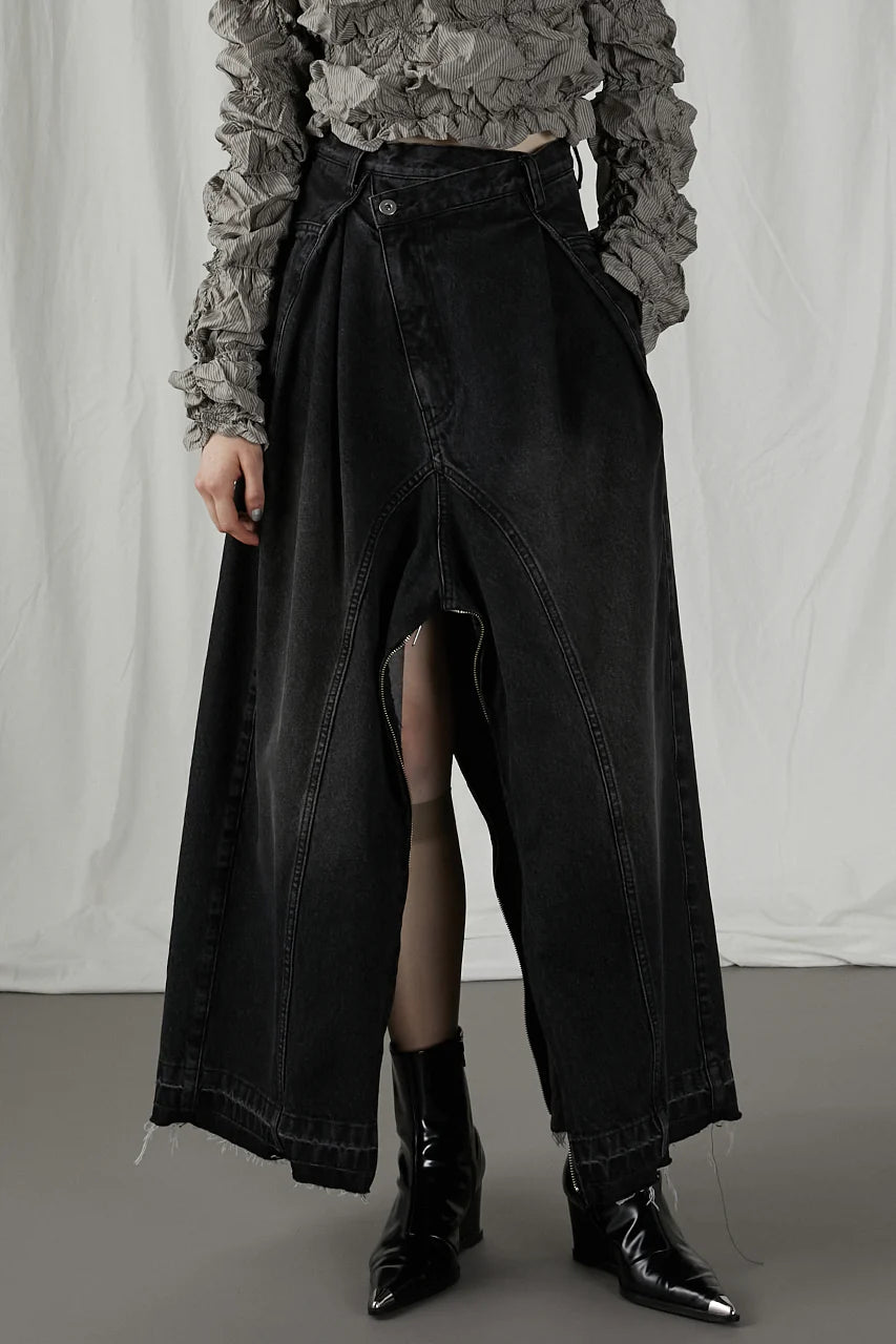 zip open denim pants