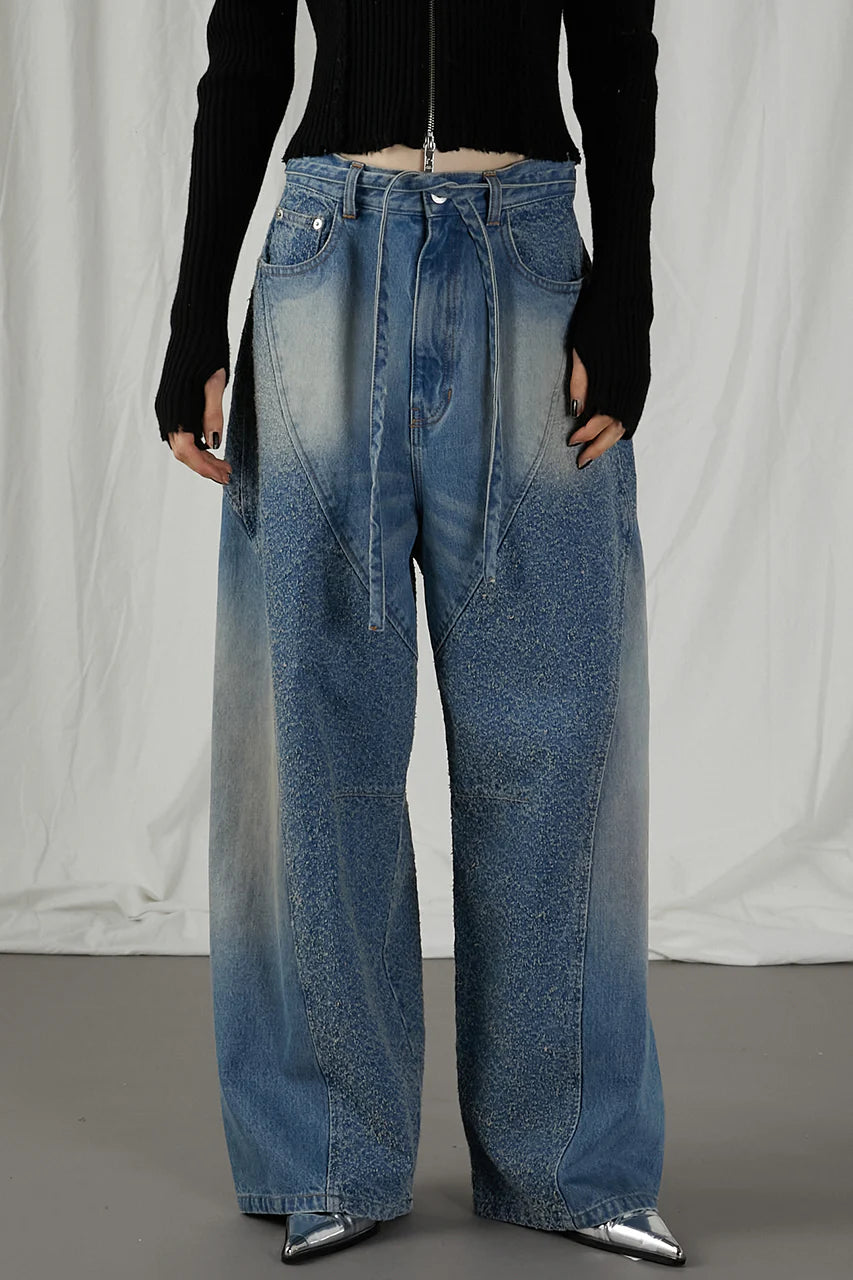 needle punch panel denim