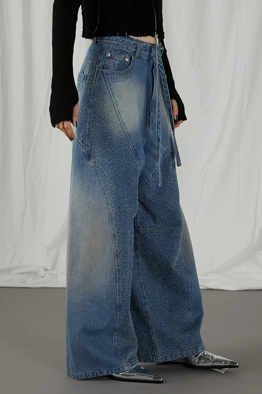 needle punch panel denim