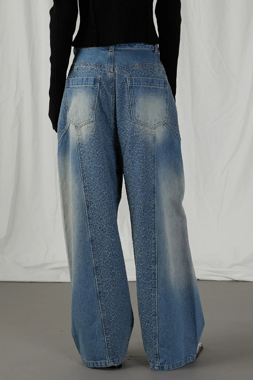 needle punch panel denim