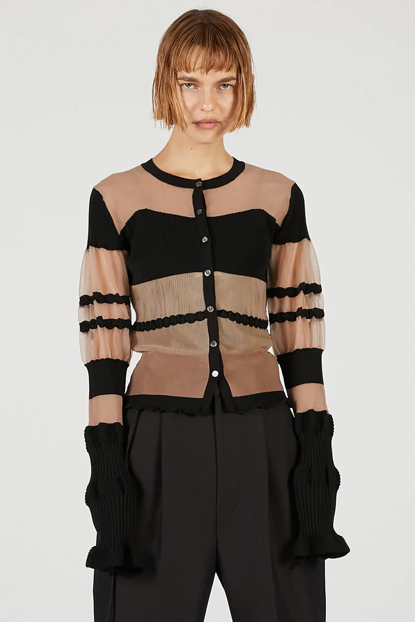 contrast border knit top