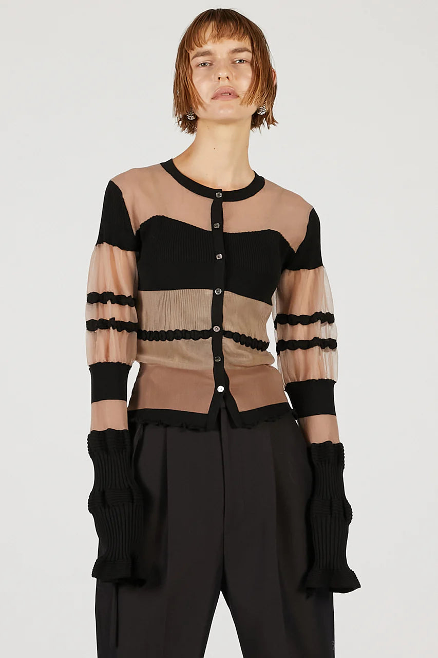 contrast border knit top