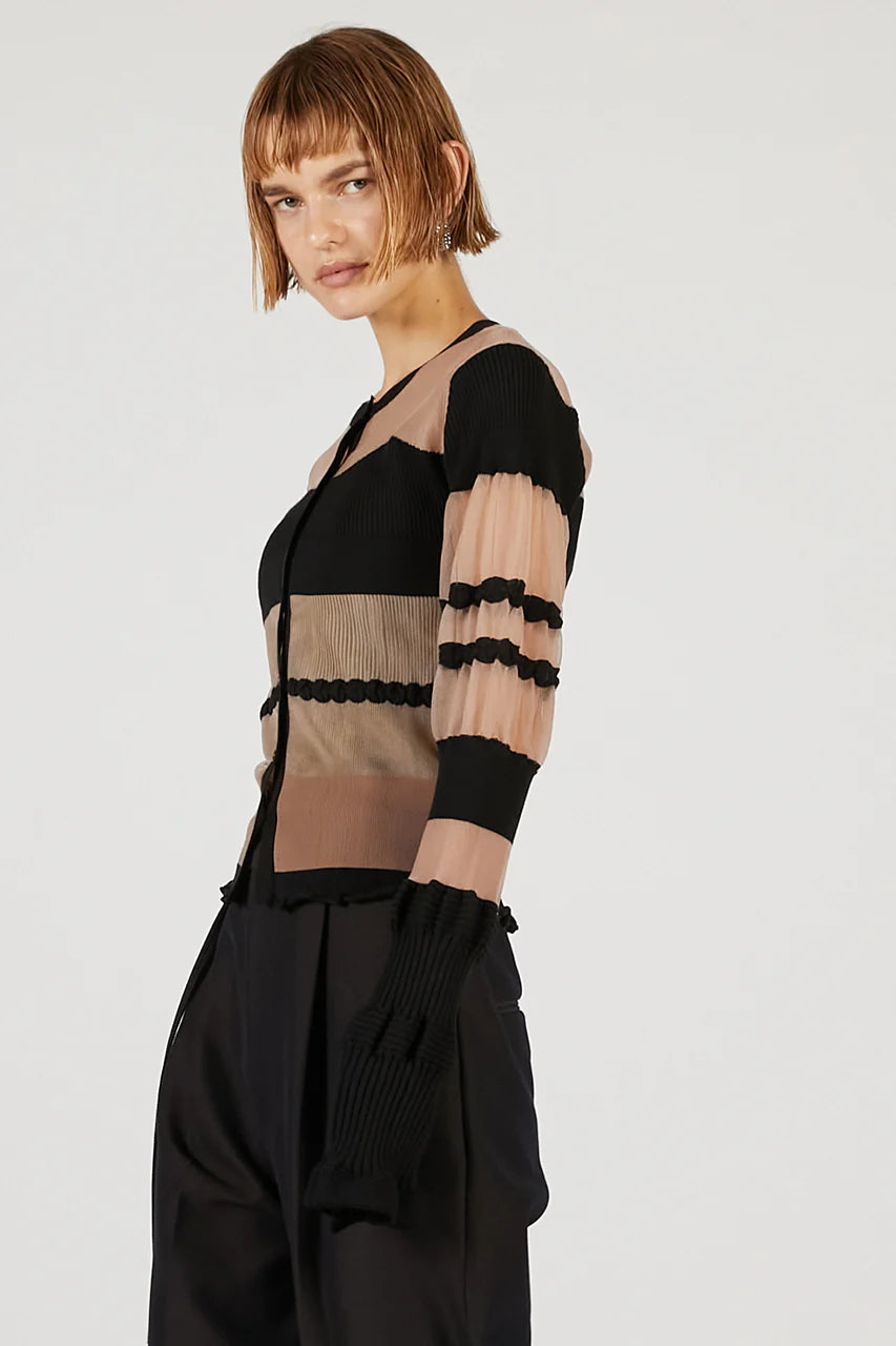 contrast border knit top